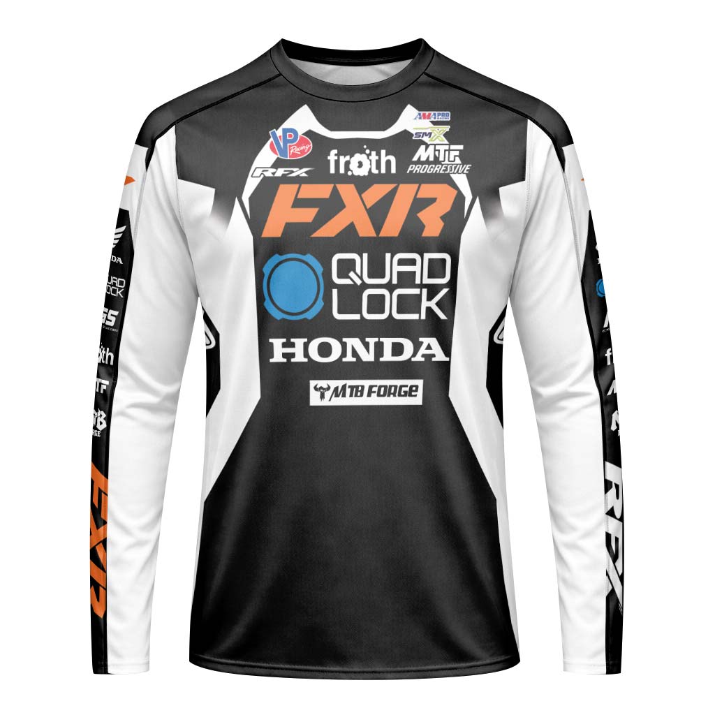 Shane McElrath #12 FXR Quad Lock Honda Long Sleeve Motocross Jersey – Front View Mockup