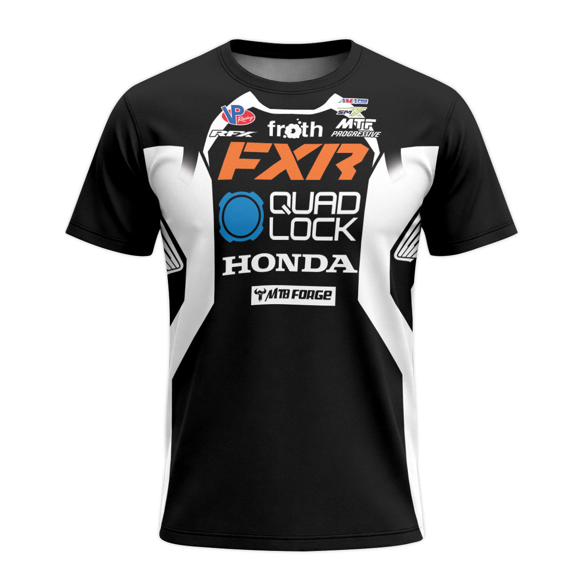 Shane McElrath #12 FXR Quad Lock Honda Short Sleeve Motocross Jersey – Front View Mockup