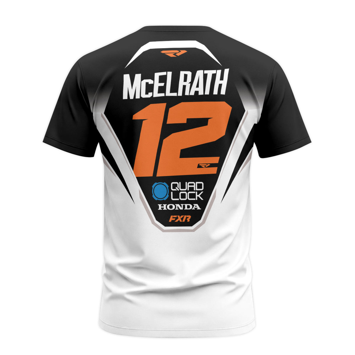 Shane McElrath #12 FXR Quad Lock Honda Short Sleeve Motocross Jersey – Back View Mockup