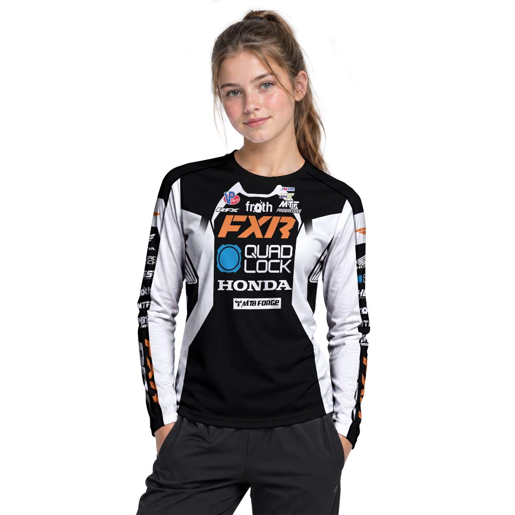 Shane McElrath #12 FXR Quad Lock Honda Youth Long Sleeve Motocross Jersey – Girl Lifestyle View