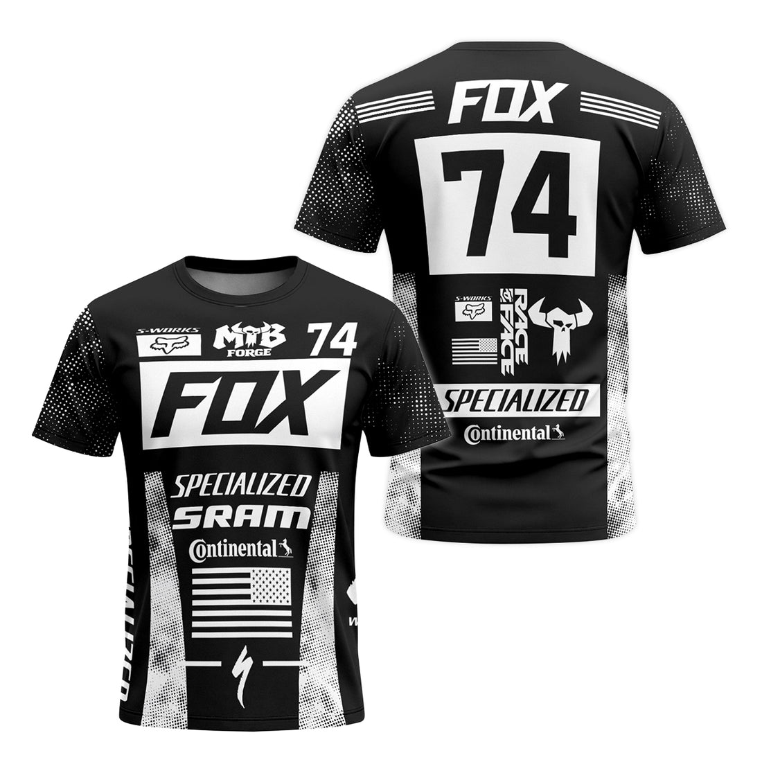 Specialized Fox 74 Race T-Shirt | Specialized Mountain Bike TEE - front and back view