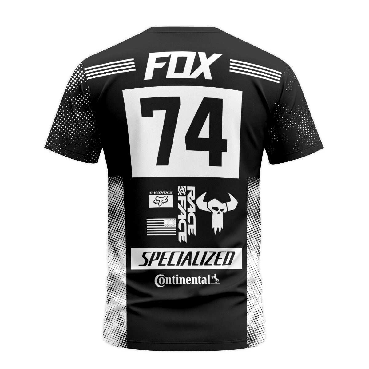 Specialized Fox 74 Race T-Shirt | Specialized Mountain Bike TEE - back view mockup