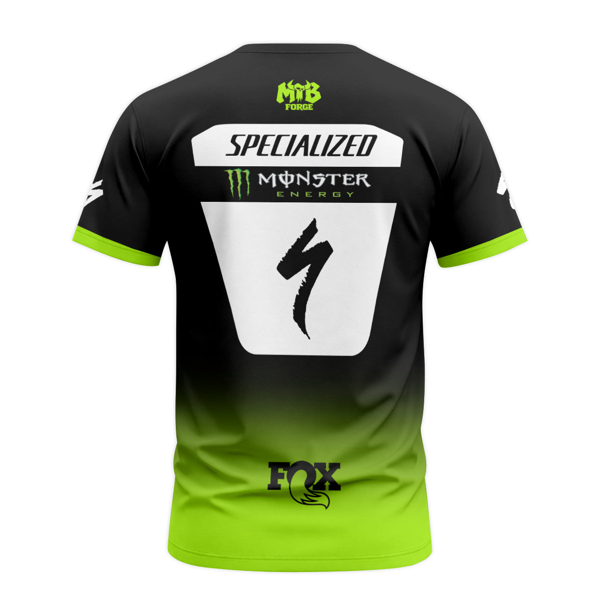 Specialized Monster Energy Black Green Short Sleeve Mountain Bike Jersey - back view mockup