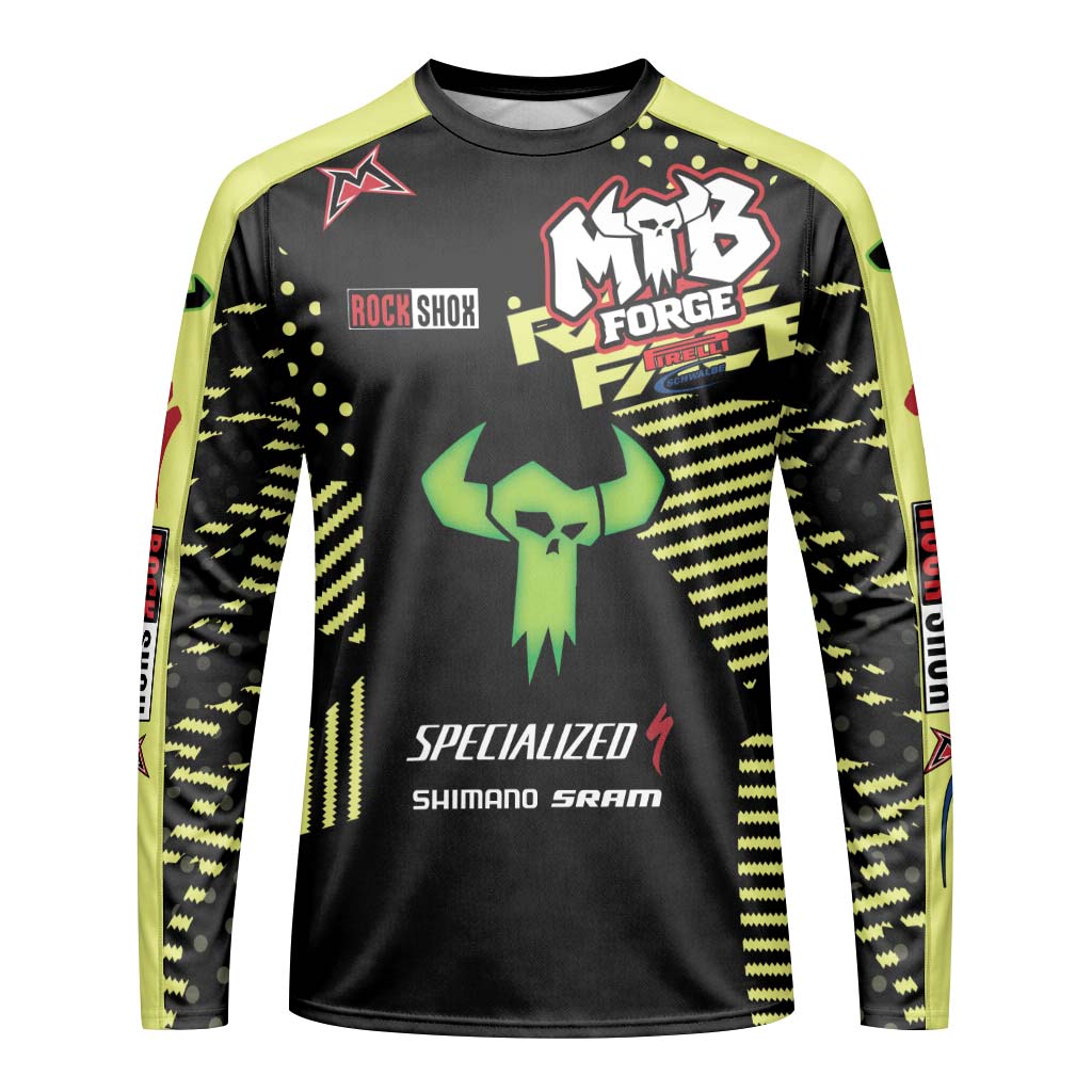 Specialized Number 3 Black Neon Long Sleeve Mountain Bike Jersey – Front View Mockup