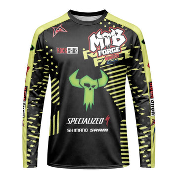 Specialized Number 3 Black Neon Long Sleeve Mountain Bike Jersey – Front View Mockup
