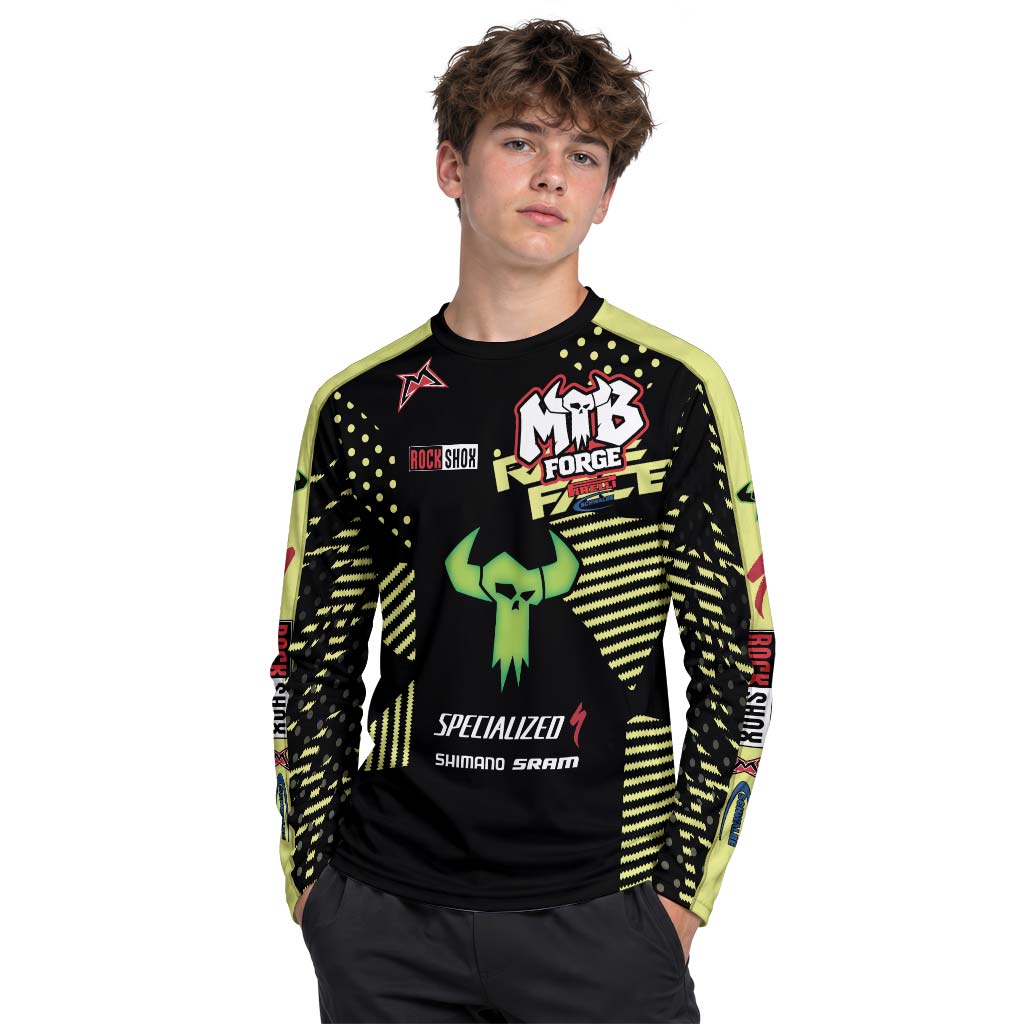 Specialized Number 3 Black Neon Youth Long Sleeve Mountain Bike Jersey – Boy Lifestyle View