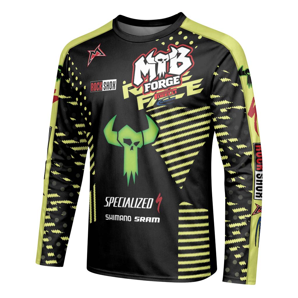 Specialized Number 3 Black Neon Youth Long Sleeve Mountain Bike Jersey – Left Side View Mockup