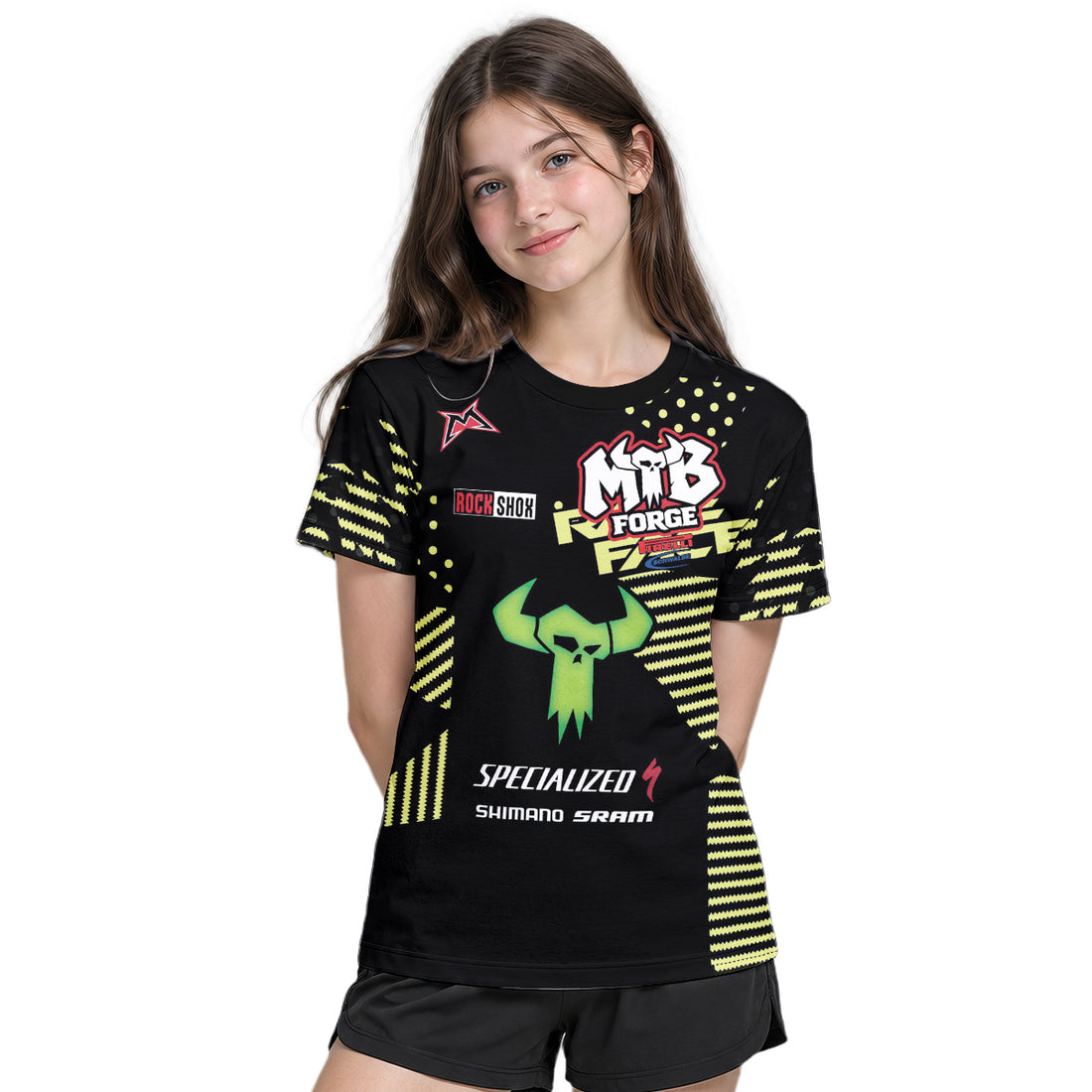 Specialized Number 3 Black Neon Youth Short Sleeve Mountain Bike Jersey – Boy Lifestyle View