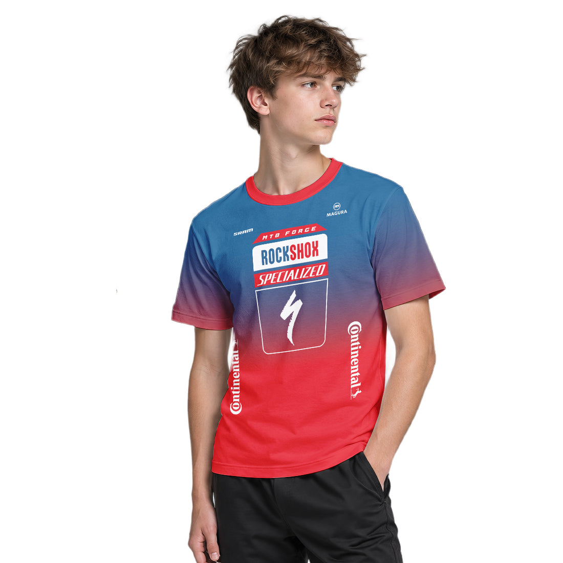 Specialized RockShox Blue Red Youth Short Sleeve Mountain Bike Jersey – Boy Lifestyle View