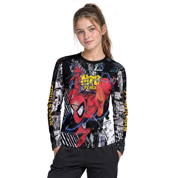 Spider-Man Web Swing Youth Long Sleeve Mountain Bike Jersey – Girl Lifestyle View