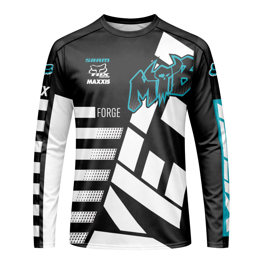 Yeti Fox Forge Cyan Edge Downhill Jersey | Yeti Downhill Cycling Shirt - front view mockup