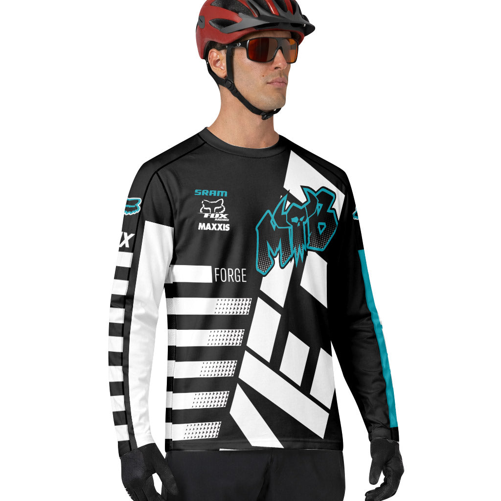 Yeti Fox Forge Cyan Edge Downhill Jersey | Yeti Downhill Cycling Shirt - lifestyle view