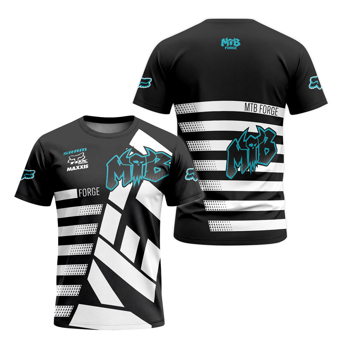 Yeti Fox Forge Cyan Edge Race T-Shirt | Yeti Cycling Lifestyle T-Shirt - front and back view