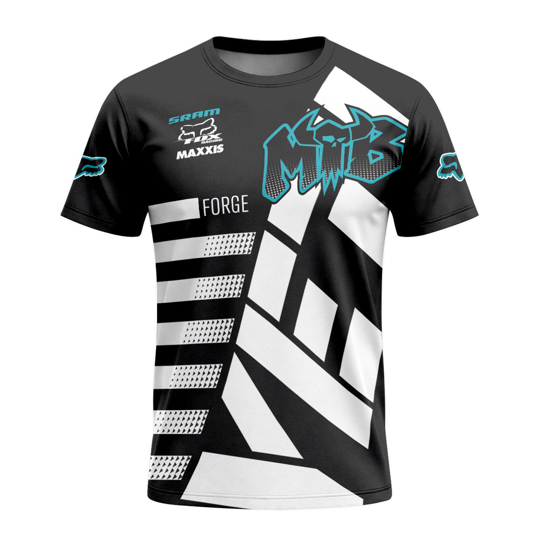 Yeti Fox Forge Cyan Edge Race T-Shirt | Yeti Cycling Lifestyle T-Shirt - front and back view