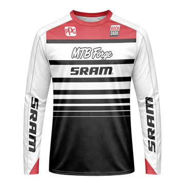 SRAM Velocity Stripe Downhill Jersey | SRAM Mountain Bike Jersey - front view mockup