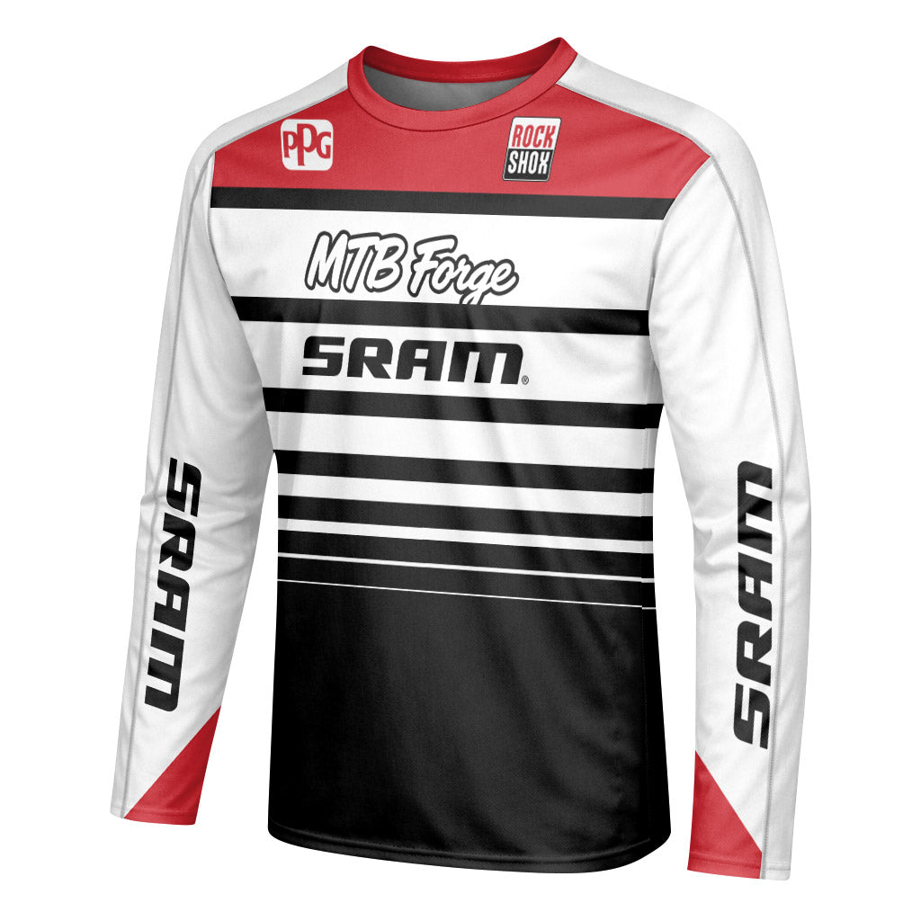 SRAM Velocity Stripe Downhill Jersey | SRAM Mountain Bike Jersey - left side mockup