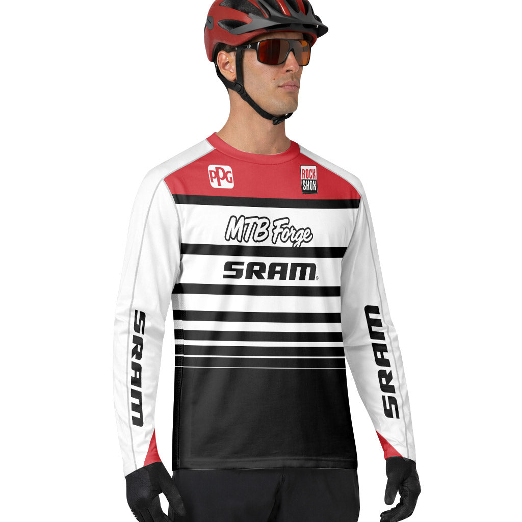 SRAM Velocity Stripe Downhill Jersey | SRAM Mountain Bike Jersey - lifestyle view