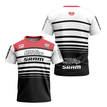 SRAM Velocity Stripe Race T-Shirt | SRAM Cycling Lifestyle T-Shirt - front and back view