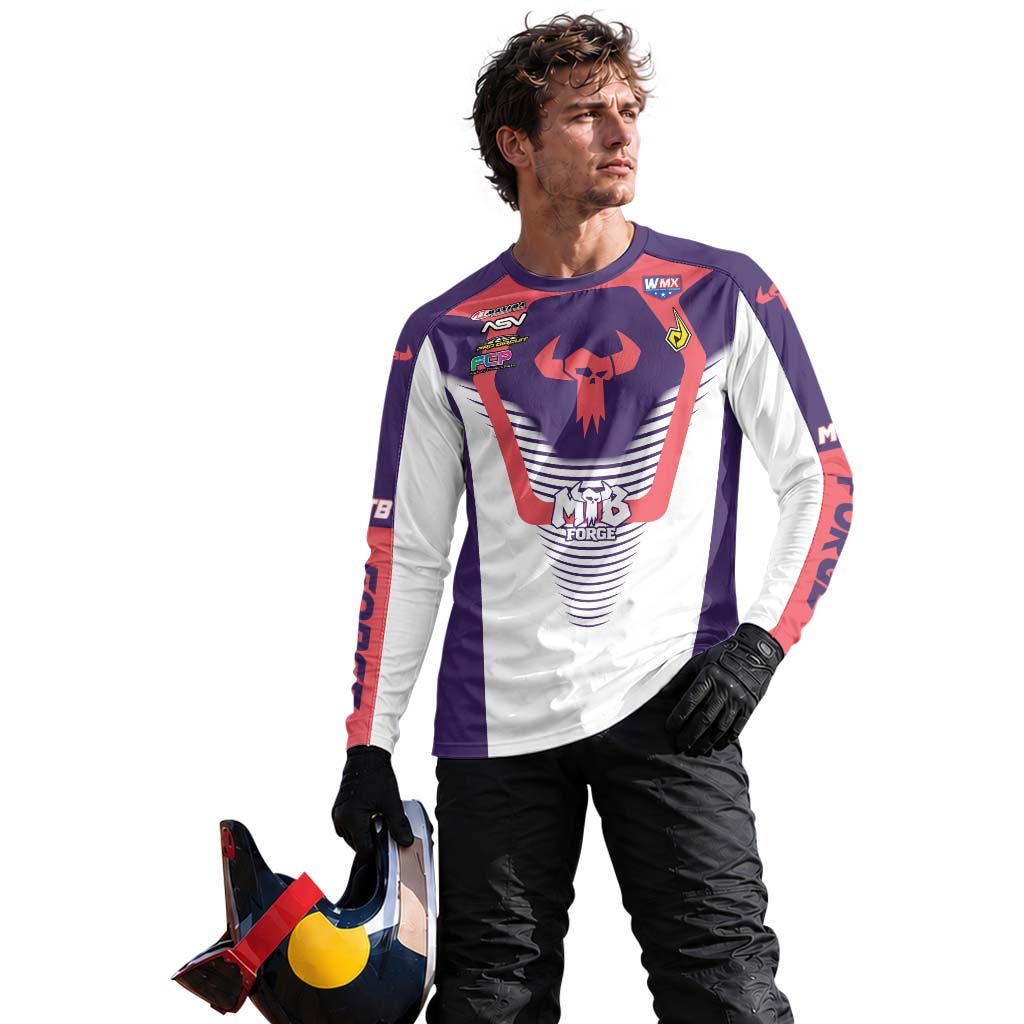 Stallings 21 Purple Coral White Long Sleeve Motocross Jersey – Lifestyle View