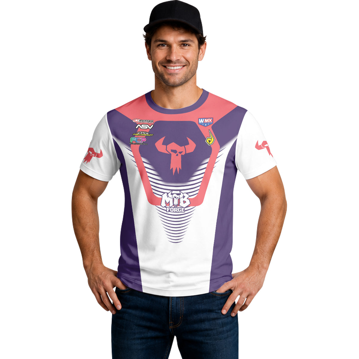 Stallings 21 Purple Coral White Short Sleeve Motocross Jersey – Lifestyle View