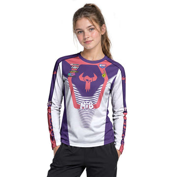 Stallings 21 Purple Coral White Youth Long Sleeve Motocross Jersey – Girl Lifestyle View