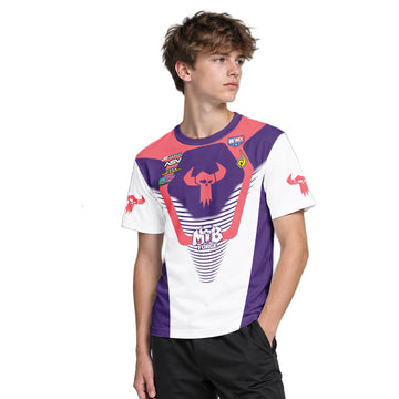 Stallings 21 Purple Coral White Youth Short Sleeve Motocross Jersey – Boy Lifestyle View