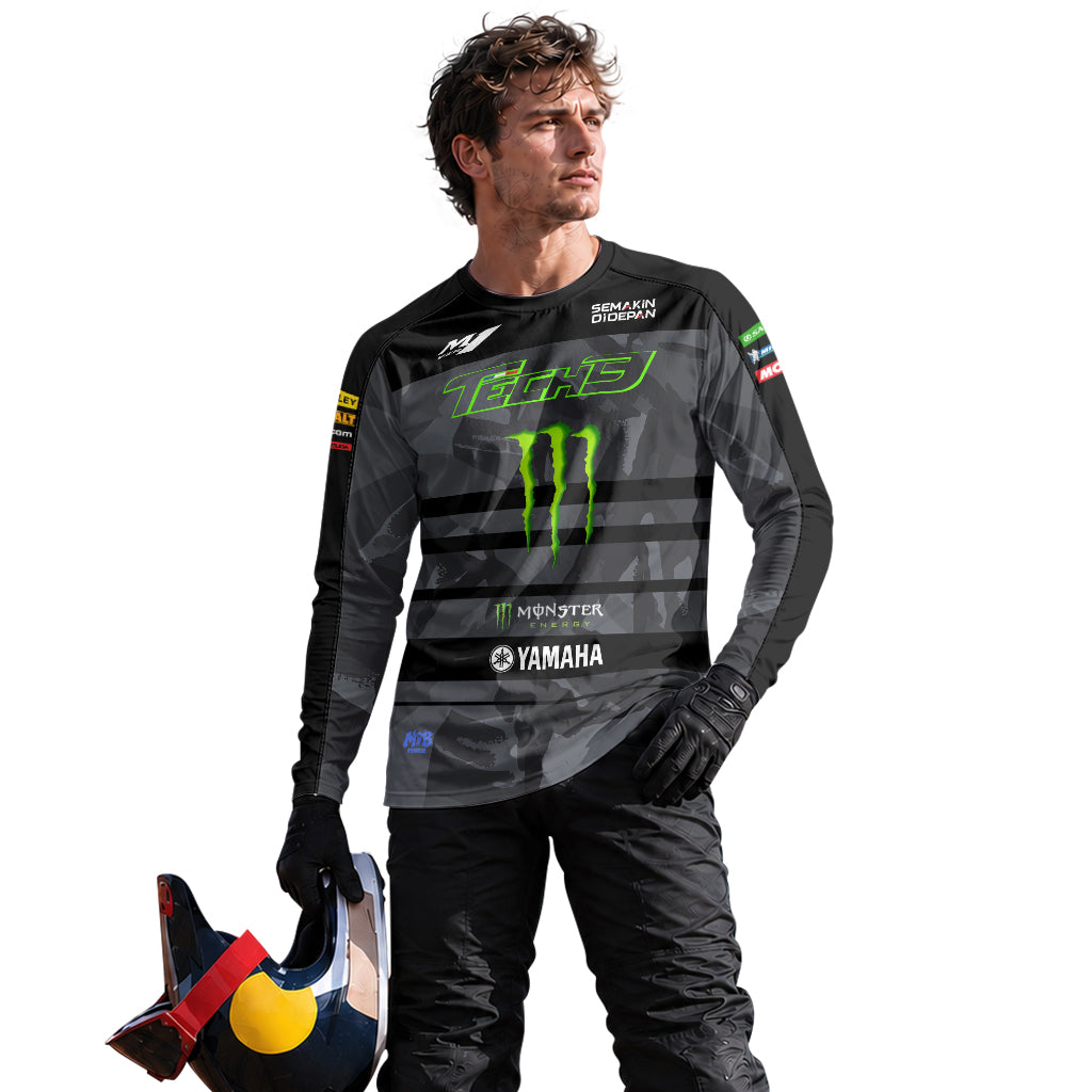Tech 3 Monster Energy Yamaha Black Camo Long Sleeve Motocross Jersey - lifestyle view
