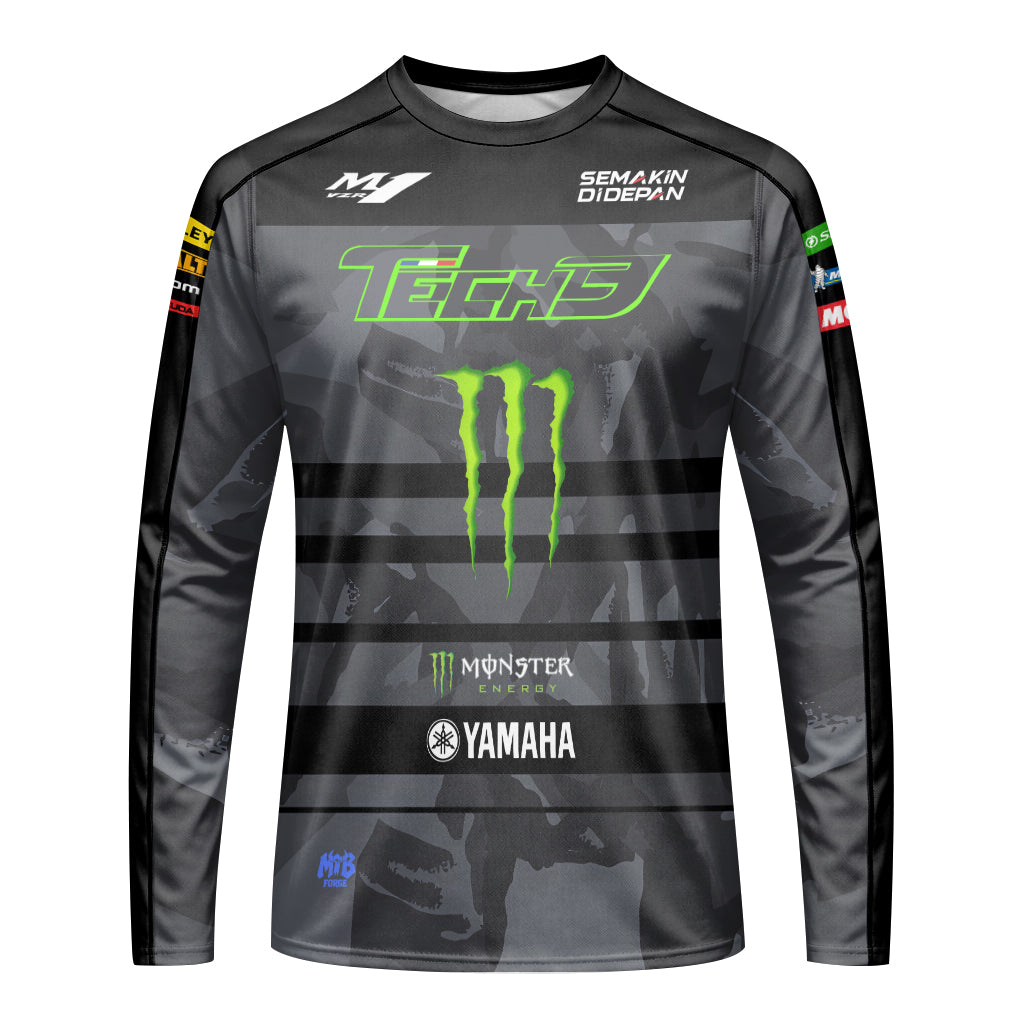 Tech 3 Monster Energy Yamaha Black Camo Long Sleeve Motocross Jersey - front view mockup