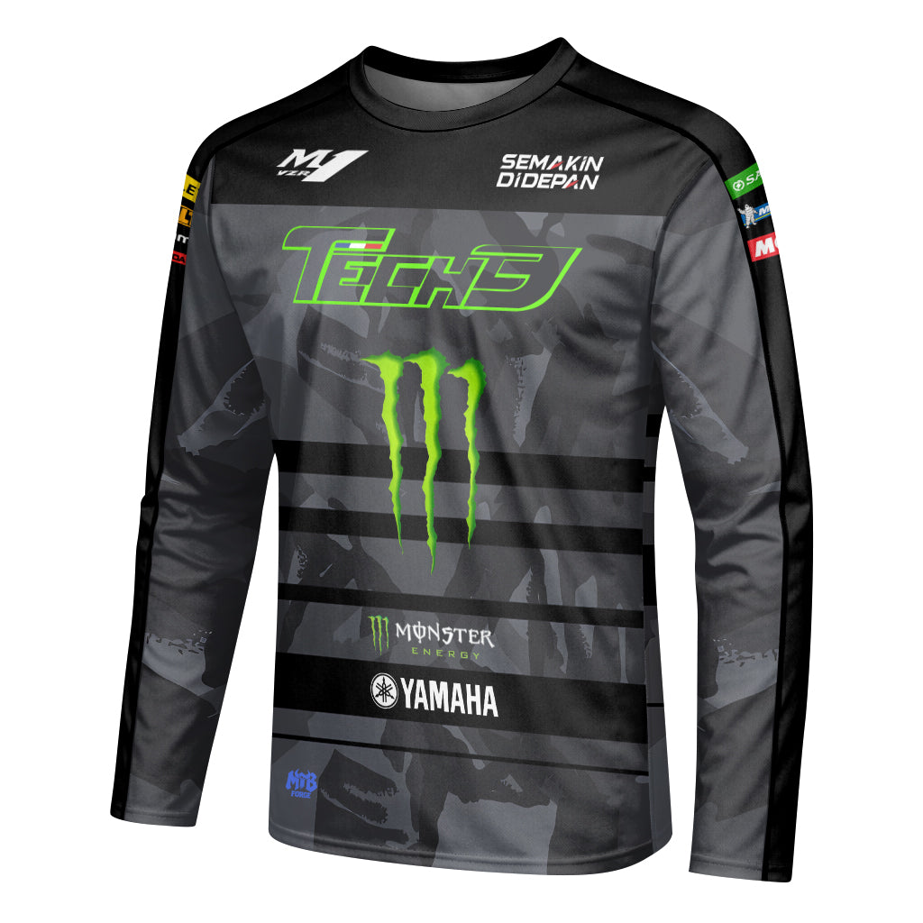 Tech 3 Monster Energy Yamaha Black Camo Long Sleeve Motocross Jersey - left side mockup