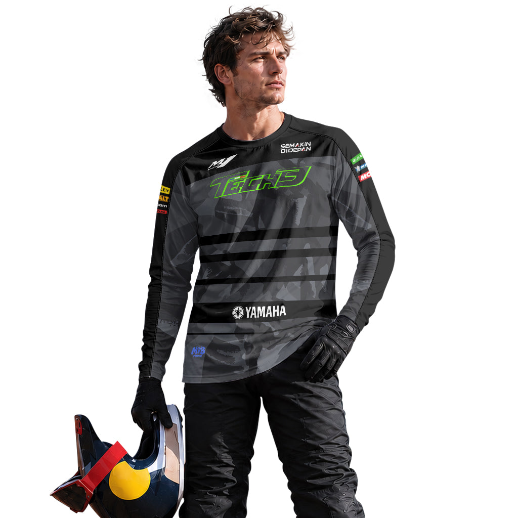Tech 3 Yamaha Black Camo Long Sleeve Motocross Jersey - lifestyle view