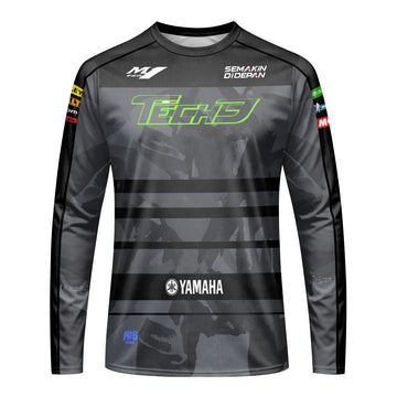 Tech 3 Yamaha Black Camo Long Sleeve Motocross Jersey - front view mockup