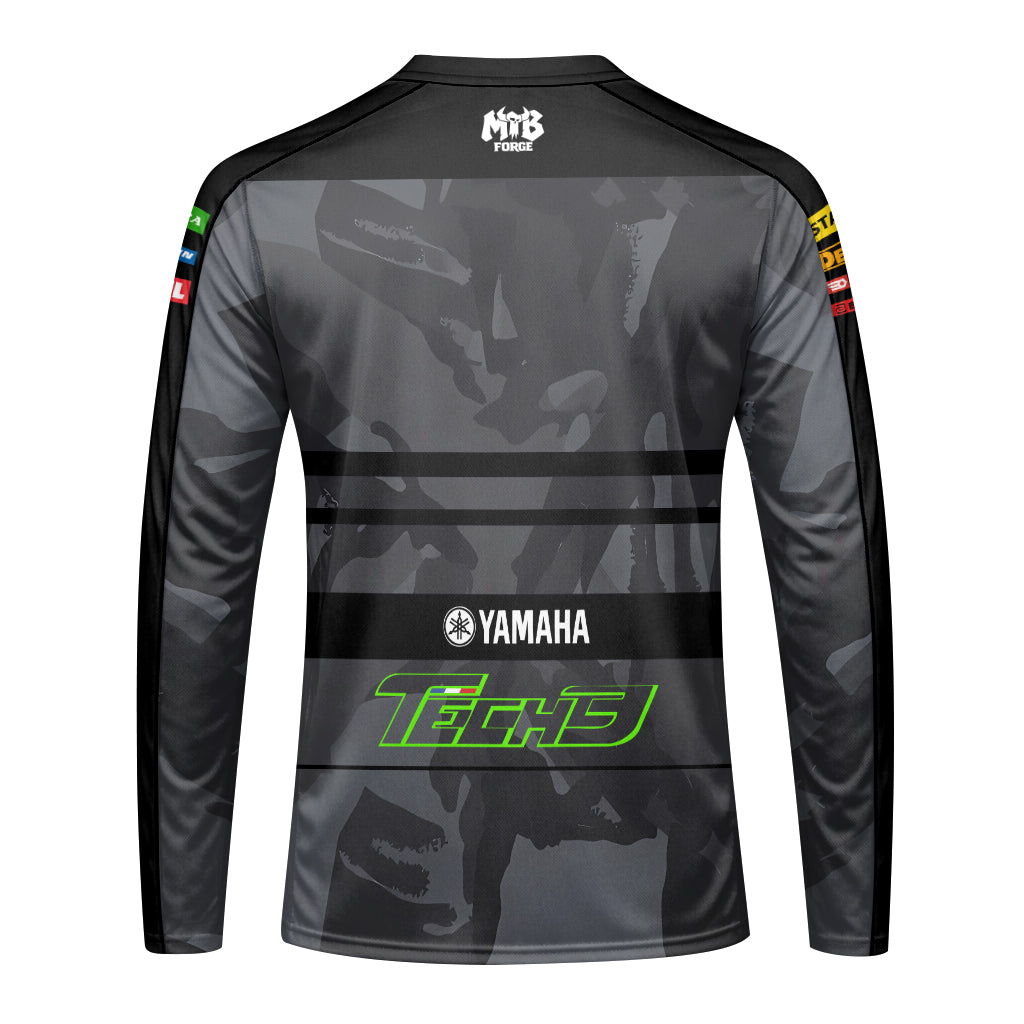 Tech 3 Yamaha Black Camo Long Sleeve Motocross Jersey - back view mockup