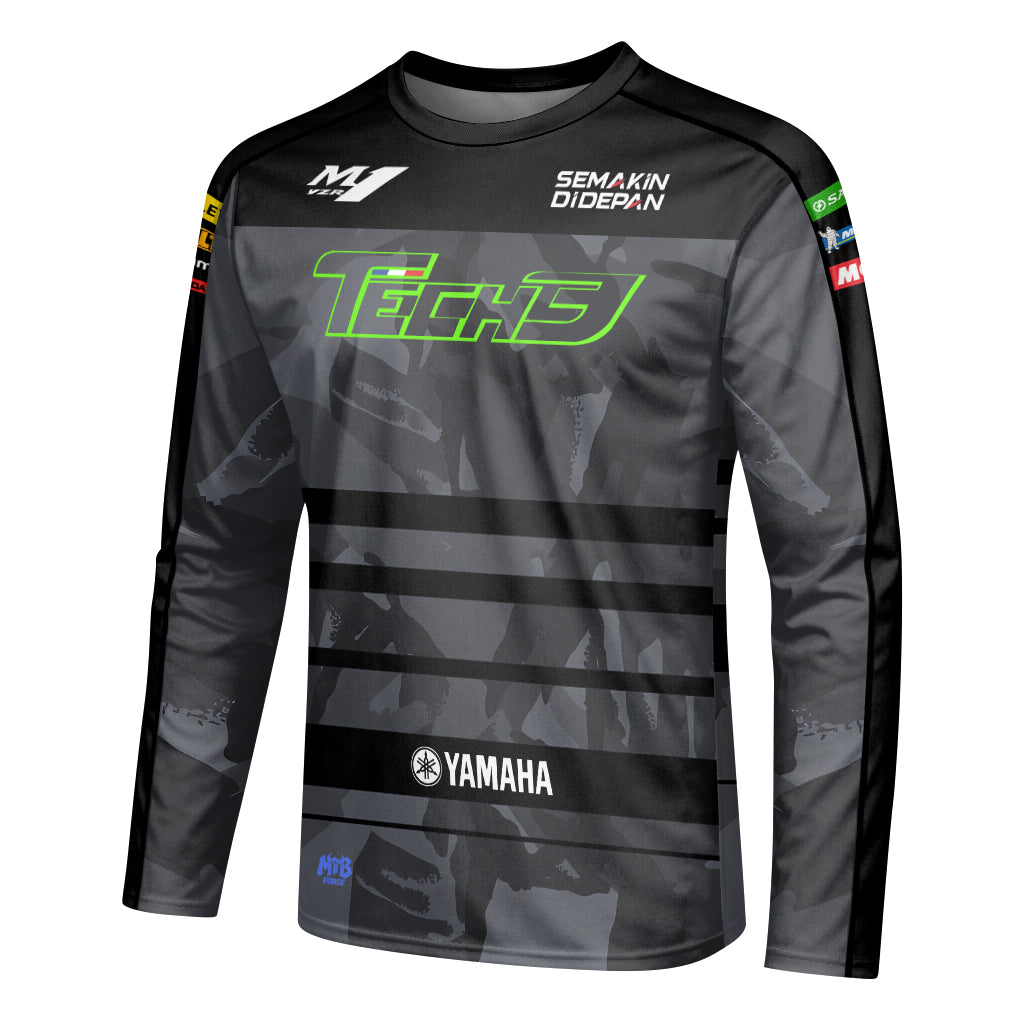 Tech 3 Yamaha Black Camo Long Sleeve Motocross Jersey - left side mockup