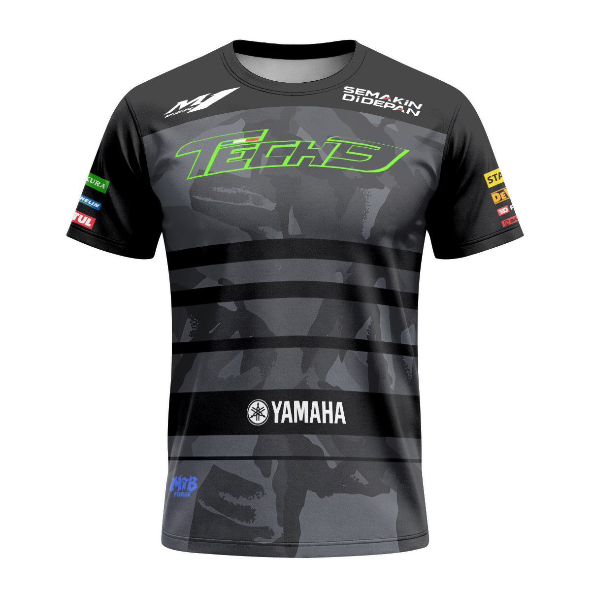 Tech 3 Yamaha Black Camo Short Sleeve Motocross Jersey - front view mockup