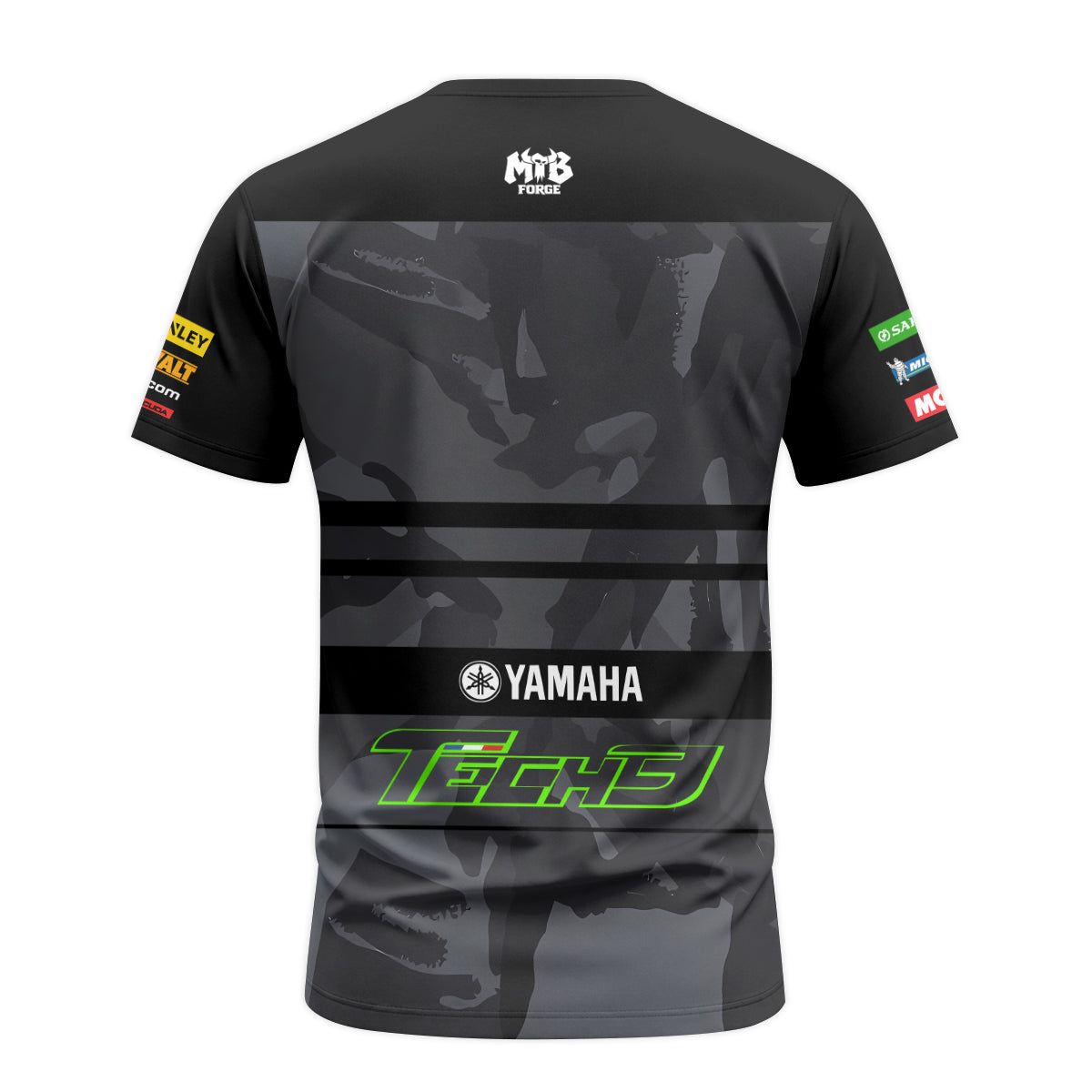 Tech 3 Yamaha Black Camo Short Sleeve Motocross Jersey - back view mockup