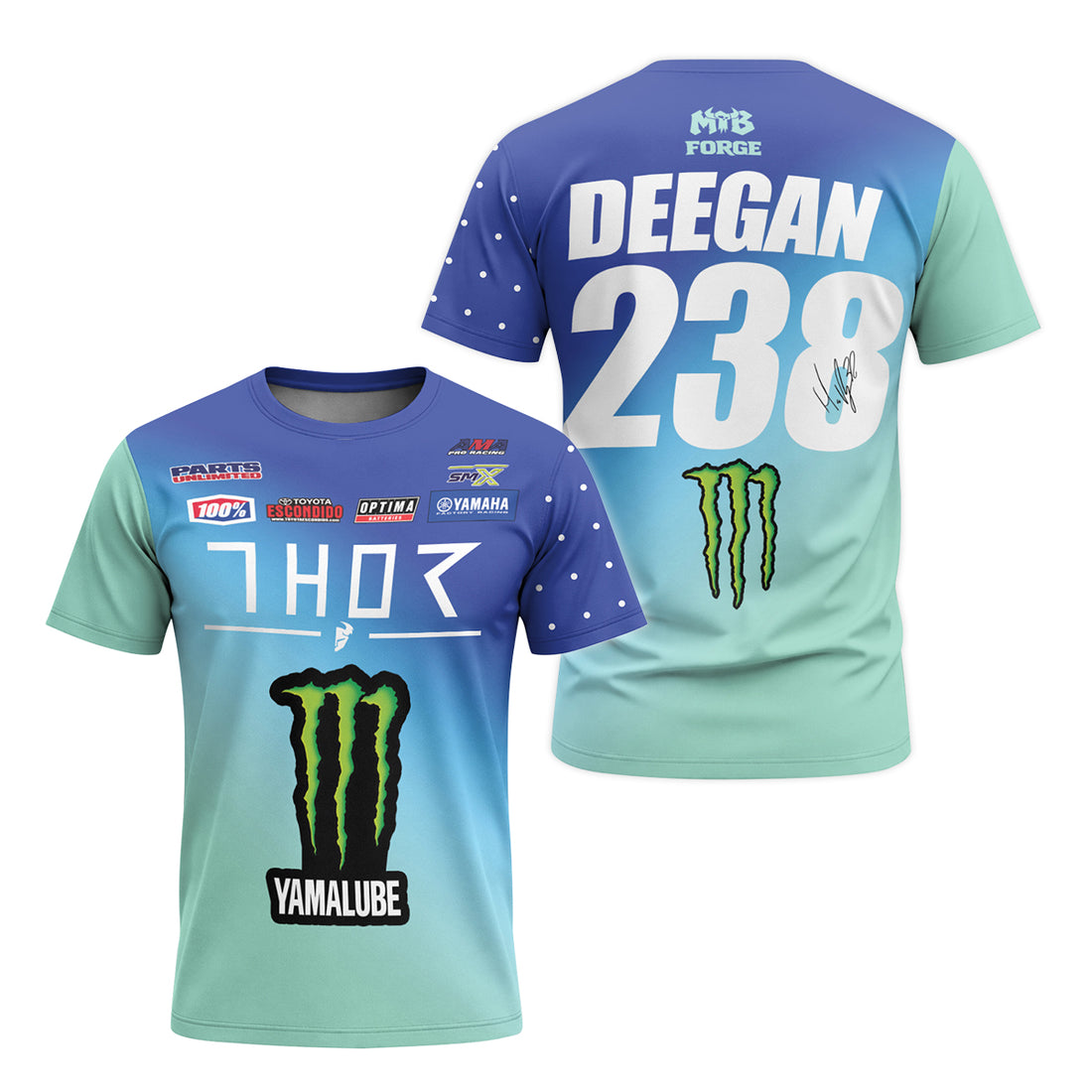 Thor Monster Energy Haiden Deegan 238 Short Sleeve Motocross Jersey - front and back view