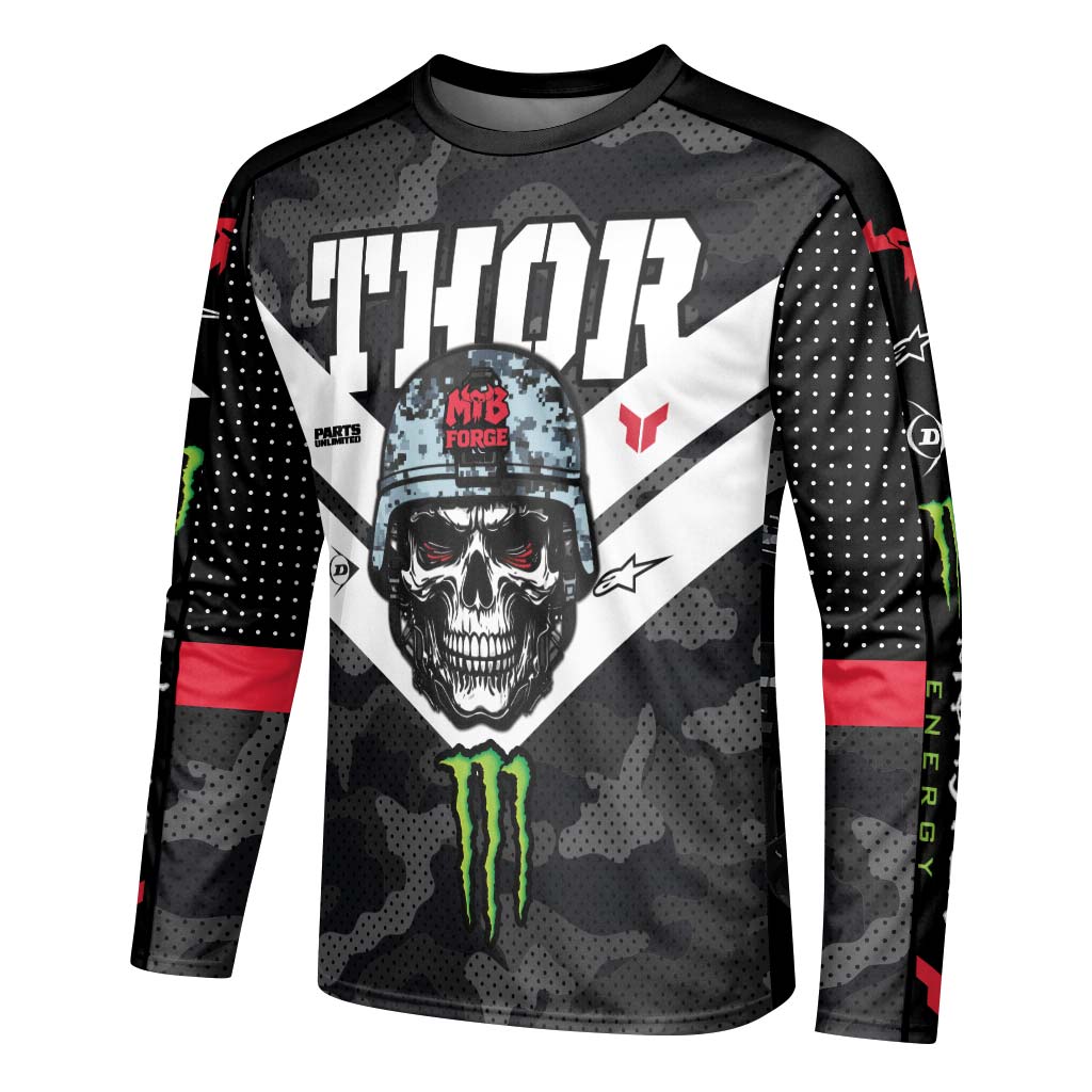 Thor Monster Energy Skull Trooper Long Sleeve Motocross Jersey - left side mockup