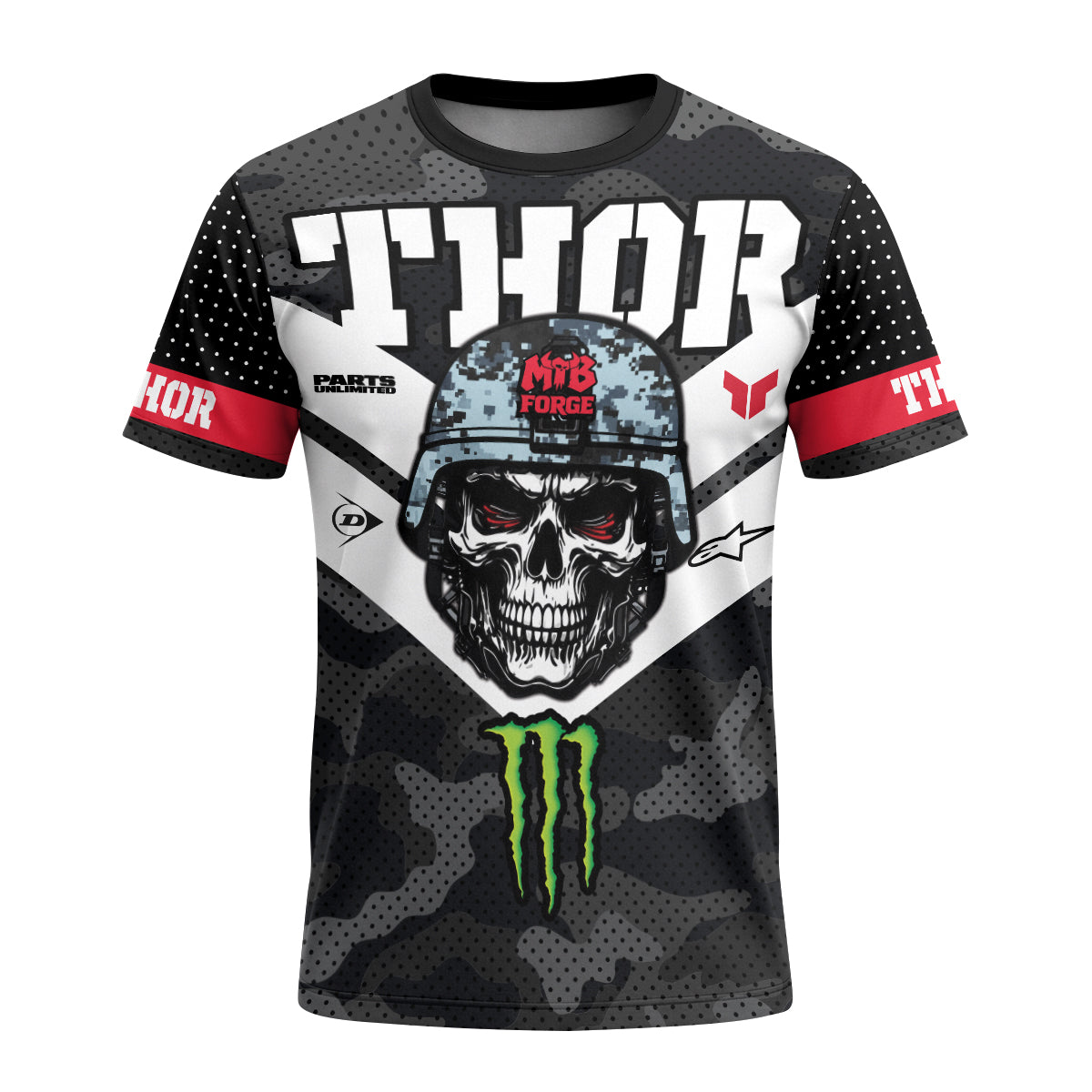 Thor Monster Energy Skull Trooper Short Sleeve Motocross Jersey - front view mockup