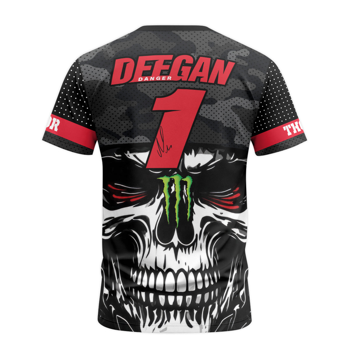 Thor Monster Energy Skull Trooper Short Sleeve Motocross Jersey - back view mockup