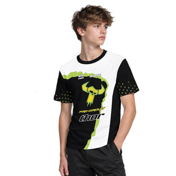 Thor Pro Circuit Neon Green Skull Youth Short Sleeve Motocross Jersey – Boy Lifestyle View