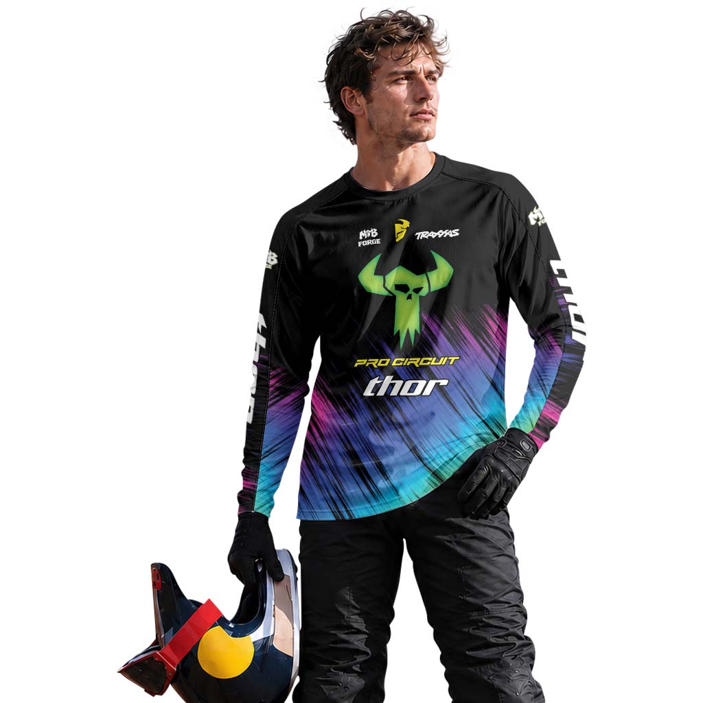 Thor Pro Circuit Neon Skull Long Sleeve Motocross Jersey – Lifestyle View