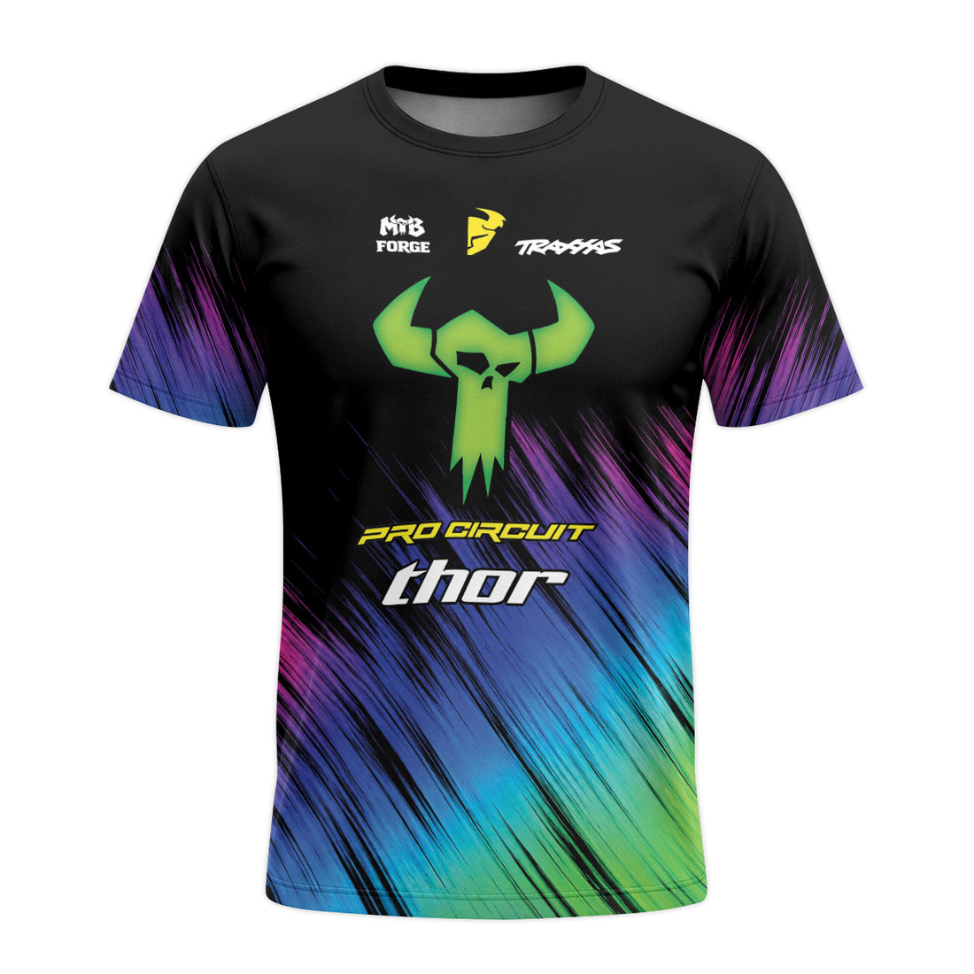 Thor Pro Circuit Neon Skull Short Sleeve Motocross Jersey – Front and Back View