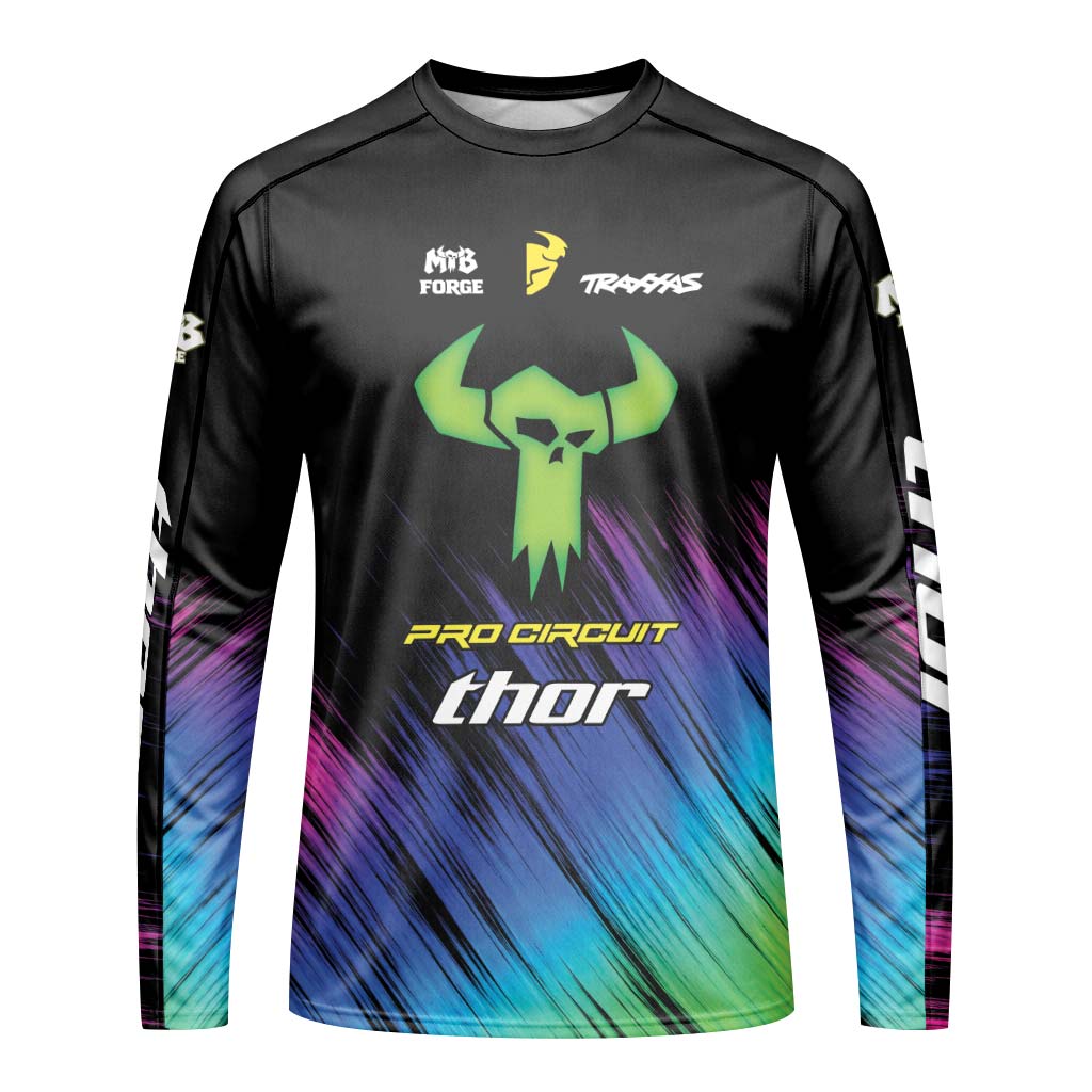 Thor Pro Circuit Neon Skull Youth Long Sleeve Motocross Jersey – Front View Mockup