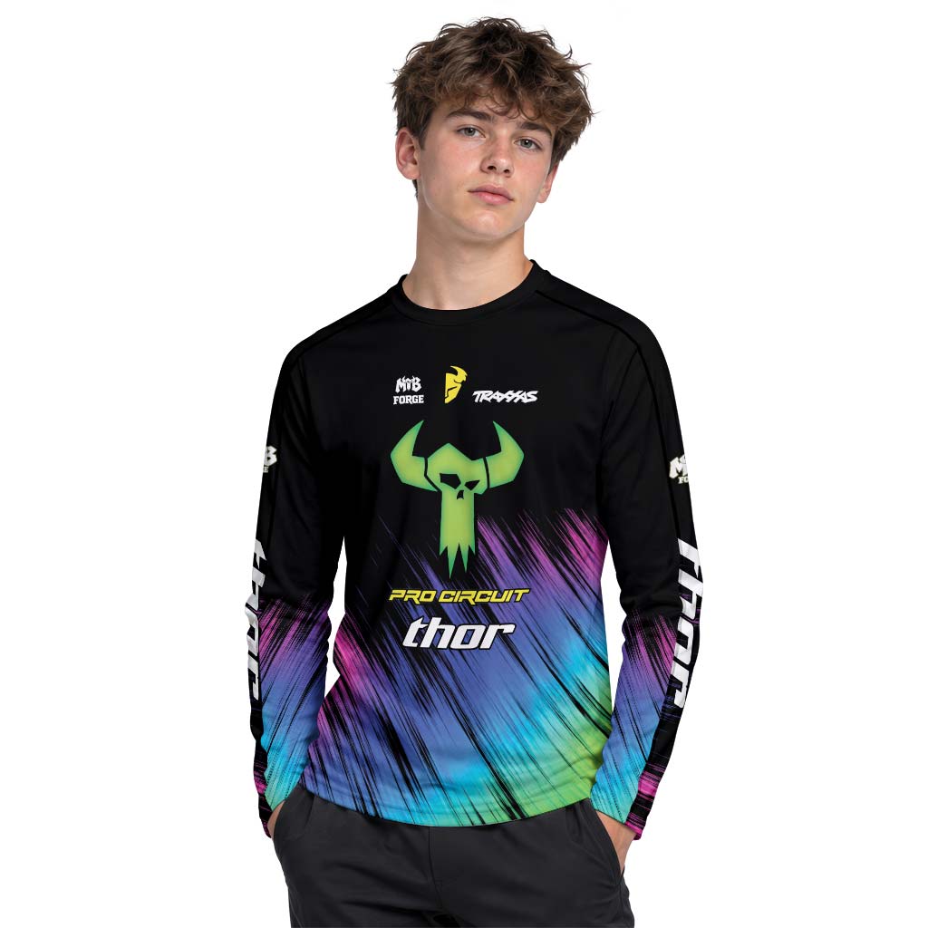 Thor Pro Circuit Neon Skull Youth Long Sleeve Motocross Jersey – Girl Lifestyle View