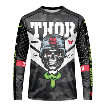 Thor Skull Trooper Long Sleeve Motocross Jersey – Front View Mockup
