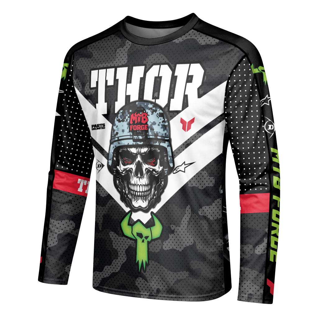 Thor Skull Trooper Long Sleeve Motocross Jersey – Left Side View Mockup