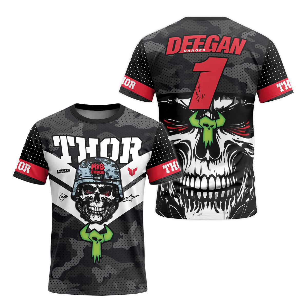 Thor Skull Trooper Short Sleeve Motocross Jersey – Front and Back View