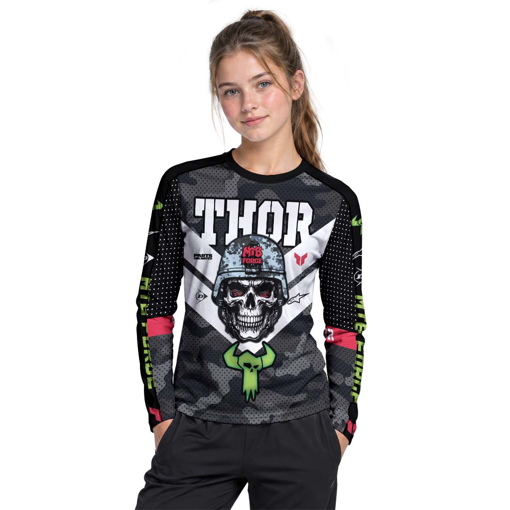 Thor Skull Trooper Youth Long Sleeve Motocross Jersey – Girl Lifestyle View