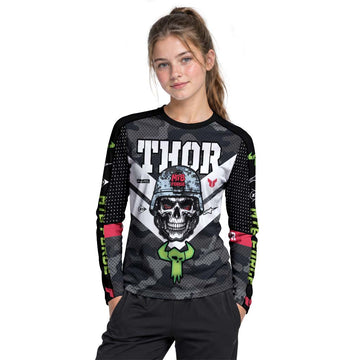 Thor Skull Trooper Youth Long Sleeve Motocross Jersey – Girl Lifestyle View