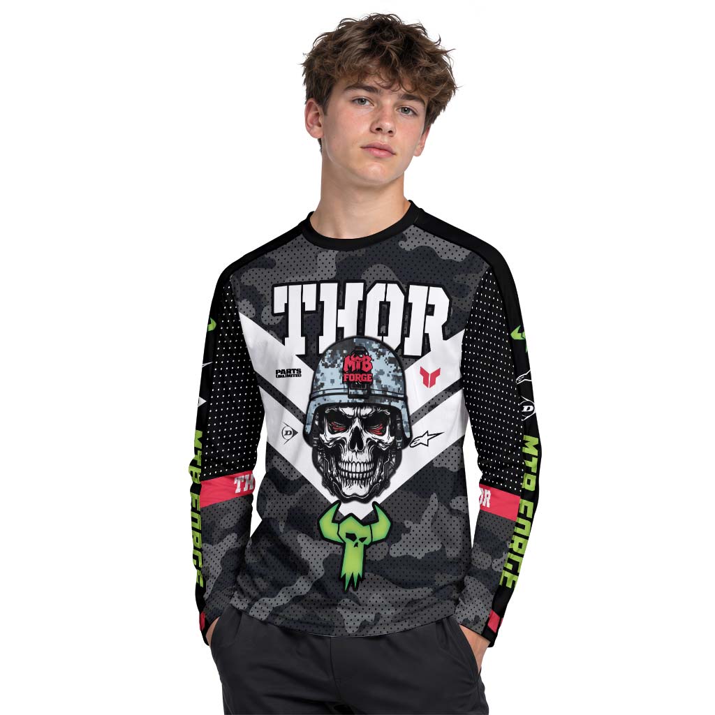 Thor Skull Trooper Youth Long Sleeve Motocross Jersey – Boy Lifestyle View